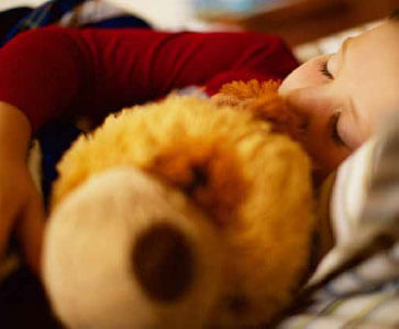 Picture of Little Girl Sleeping with Bear